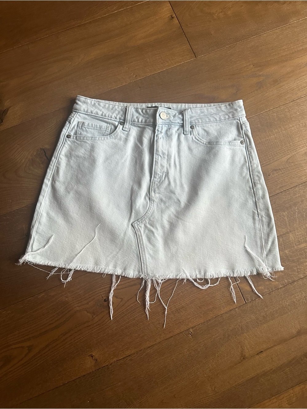 Banana Republic White Frayed Hem Denim Mini Skirt